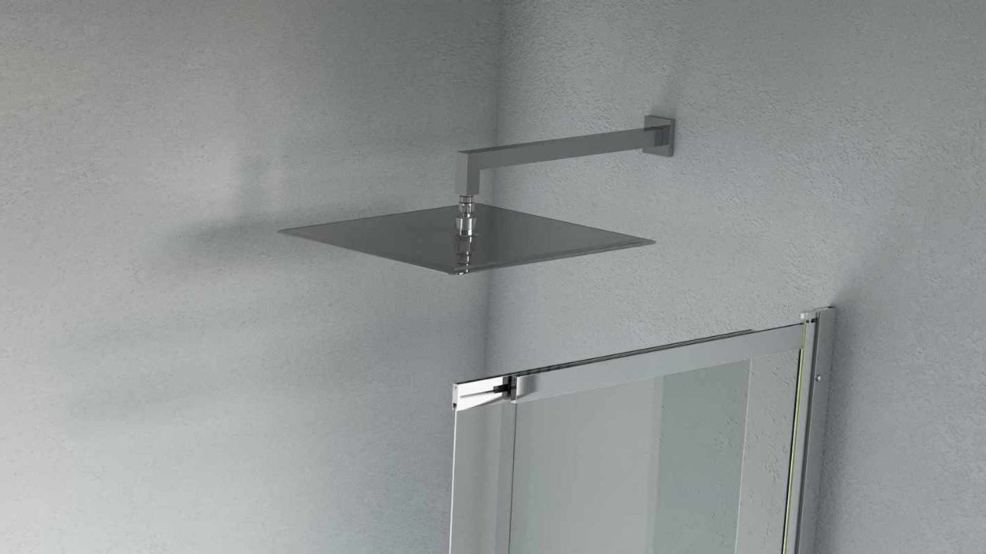 Ramię prysznicowe ścienne 40 cm kwadratowe, chrom