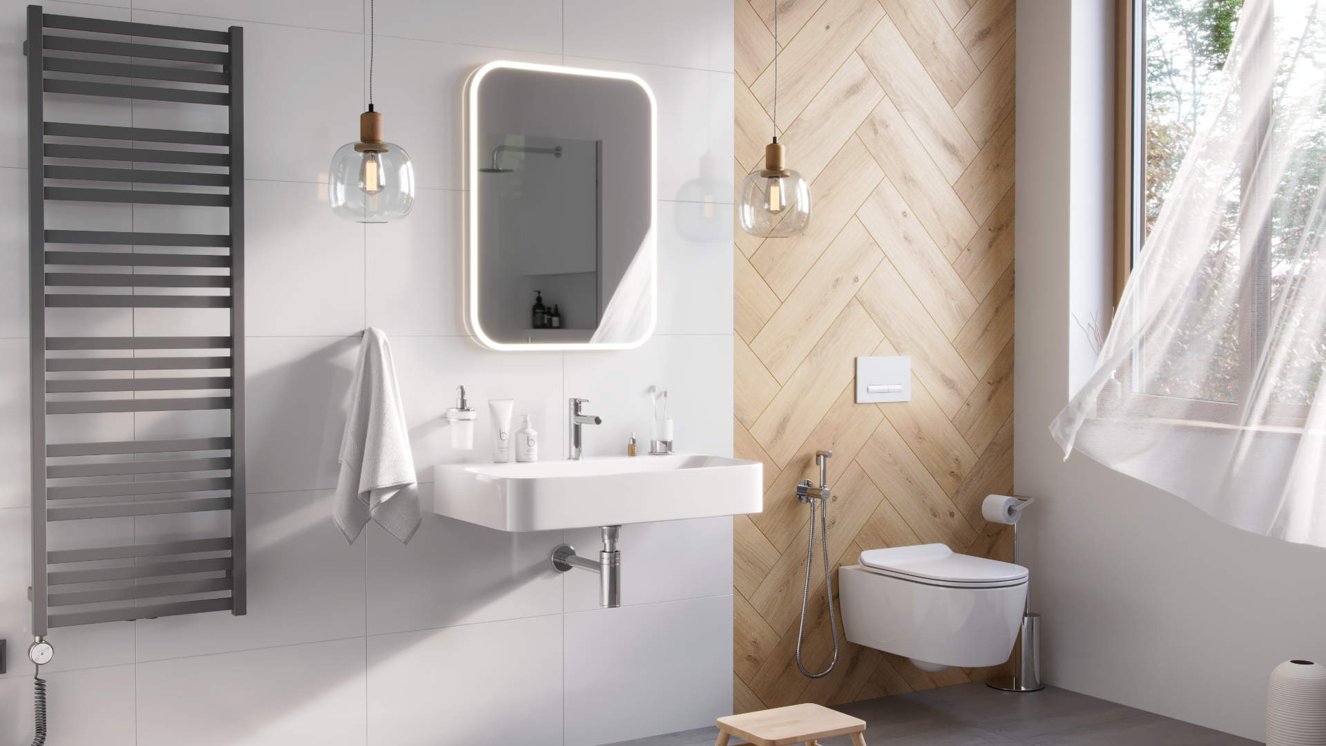 PI bateria umywalkowa stojąca, chrom