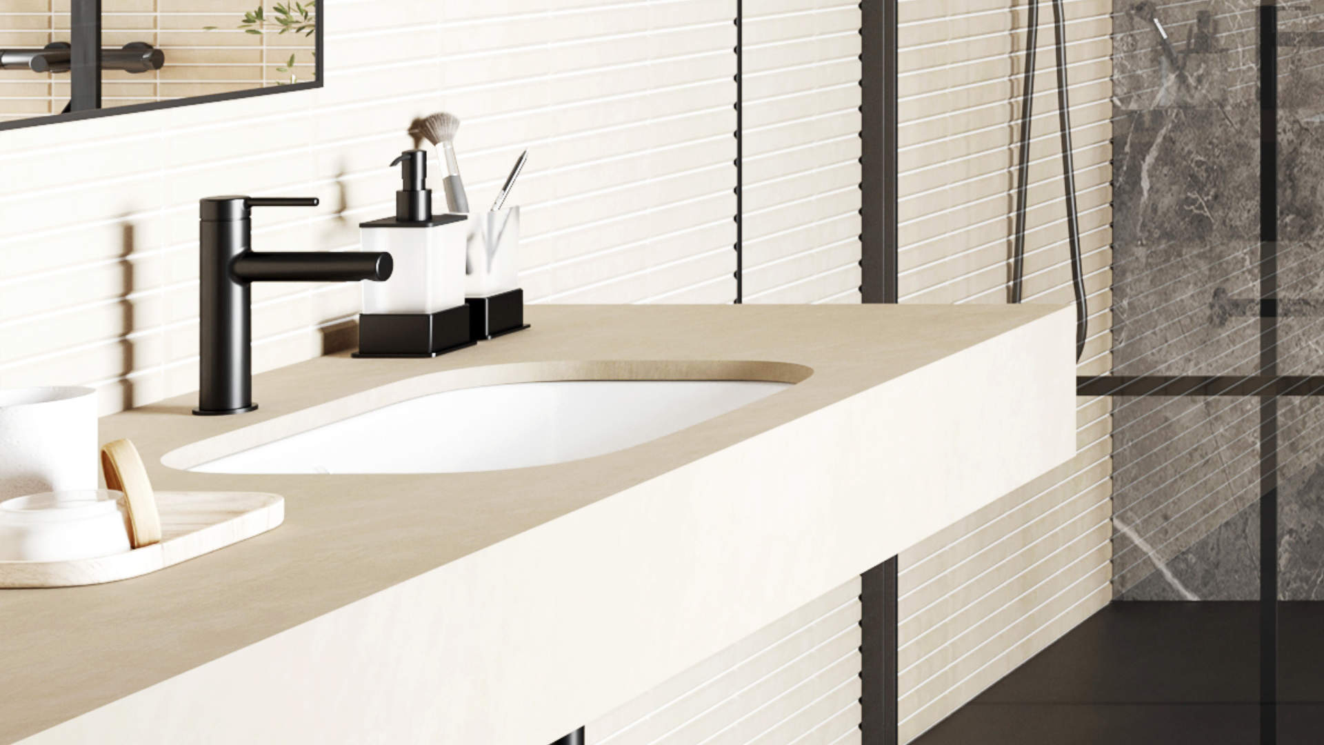 PI bateria umywalkowa stojąca, czarny mat