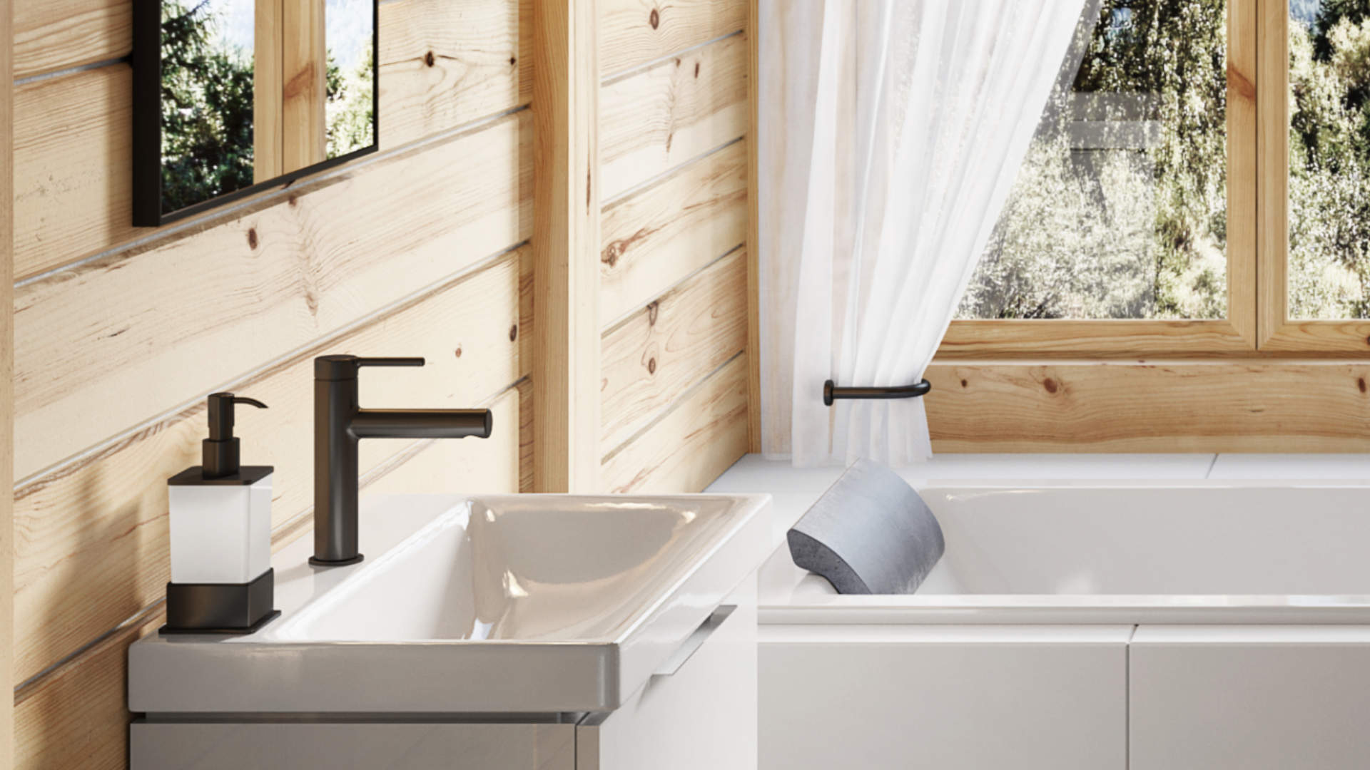 PI bateria umywalkowa stojąca, czarny mat