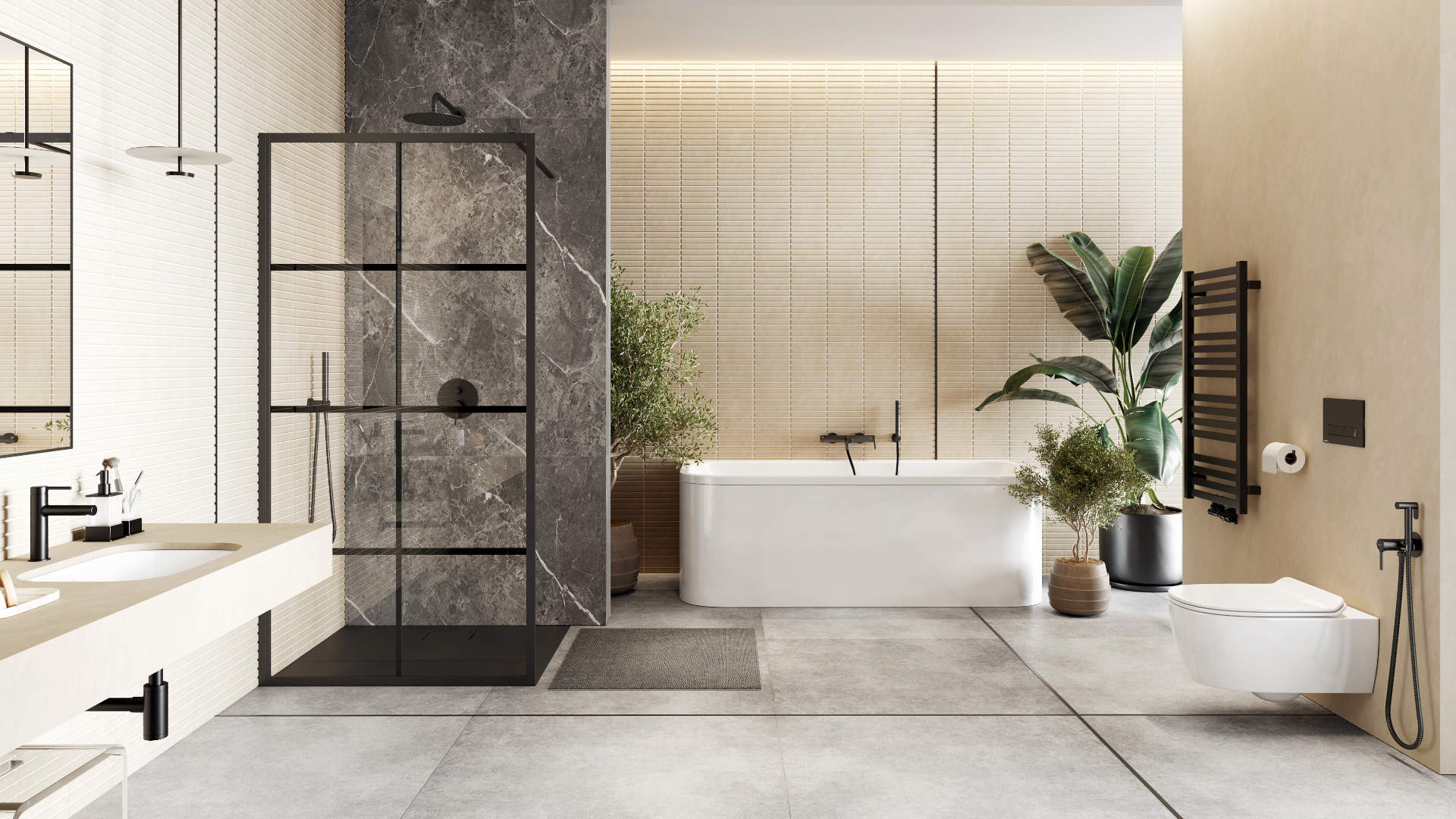 PI bateria umywalkowa stojąca, czarny mat