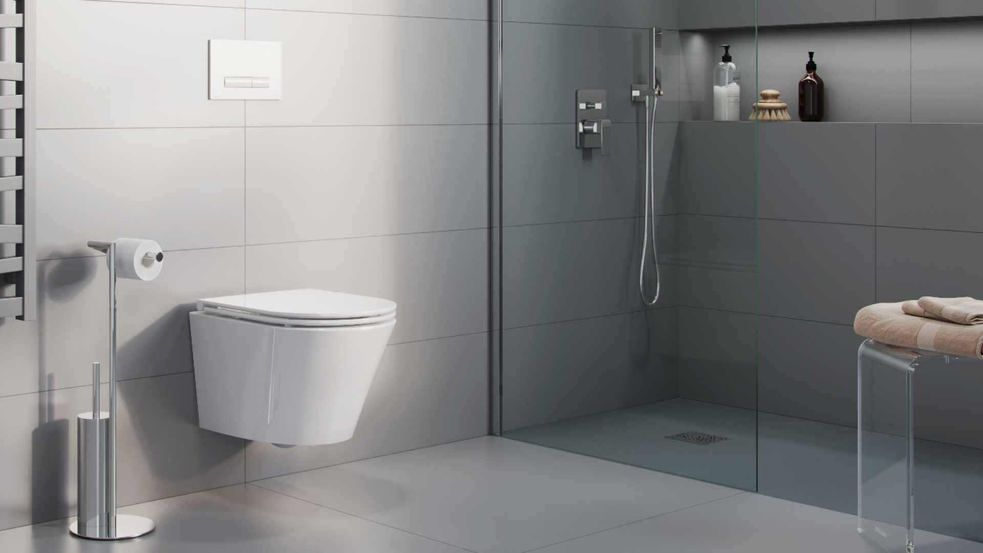 Waż prysznicowy silver round 150 cm, szary