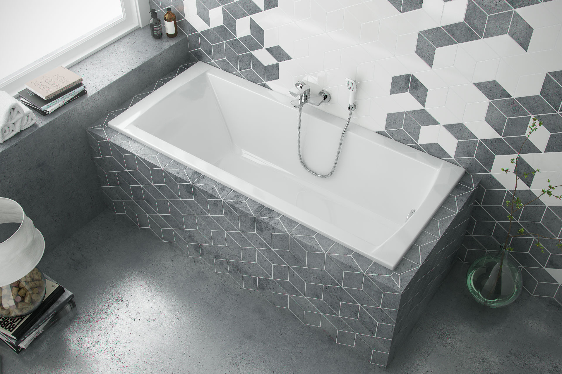 Wanna prostokątna Aquaria 160x70 szarości