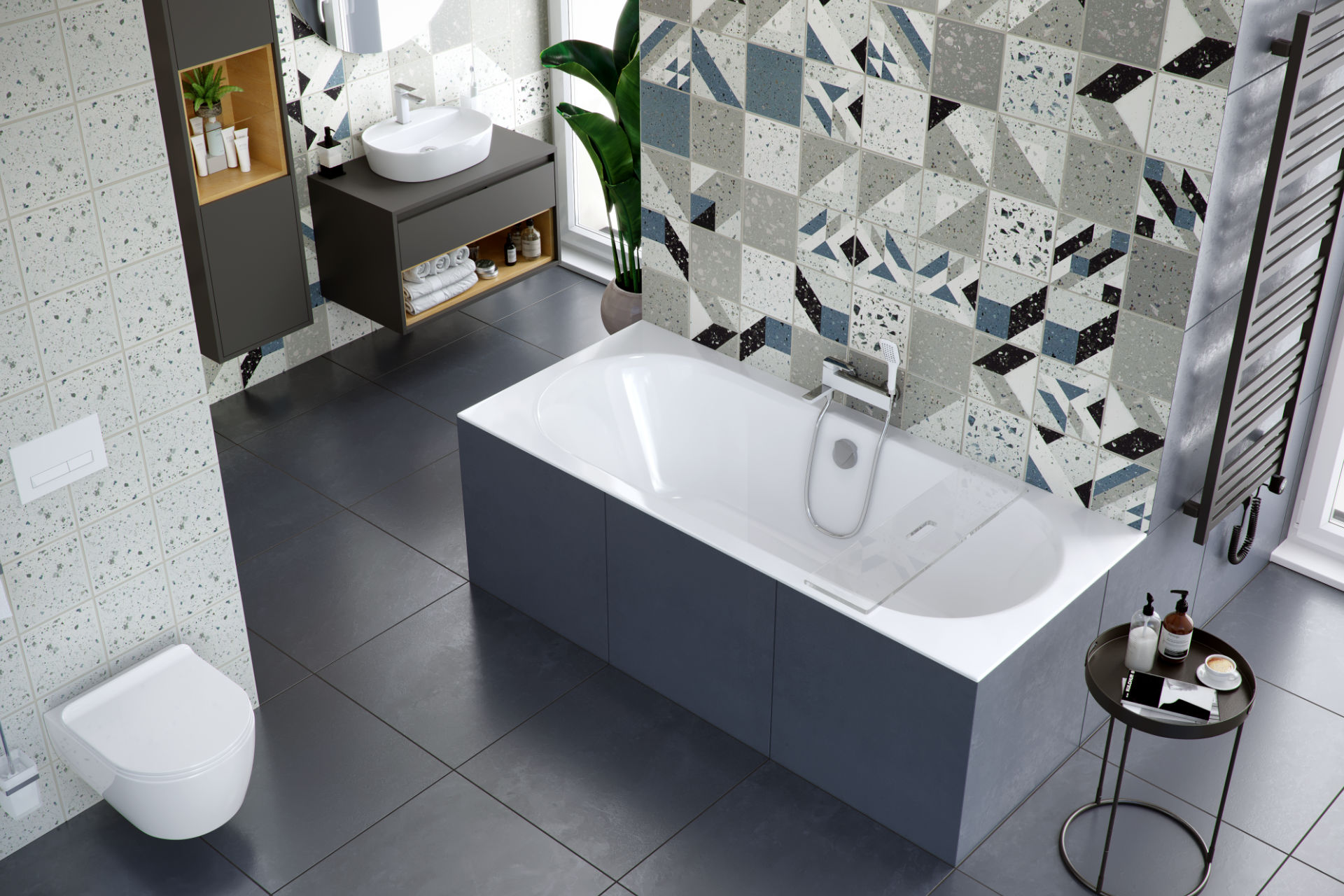 Oceana Slim wanna prostokątna 160x75 bateria wannowa Pride