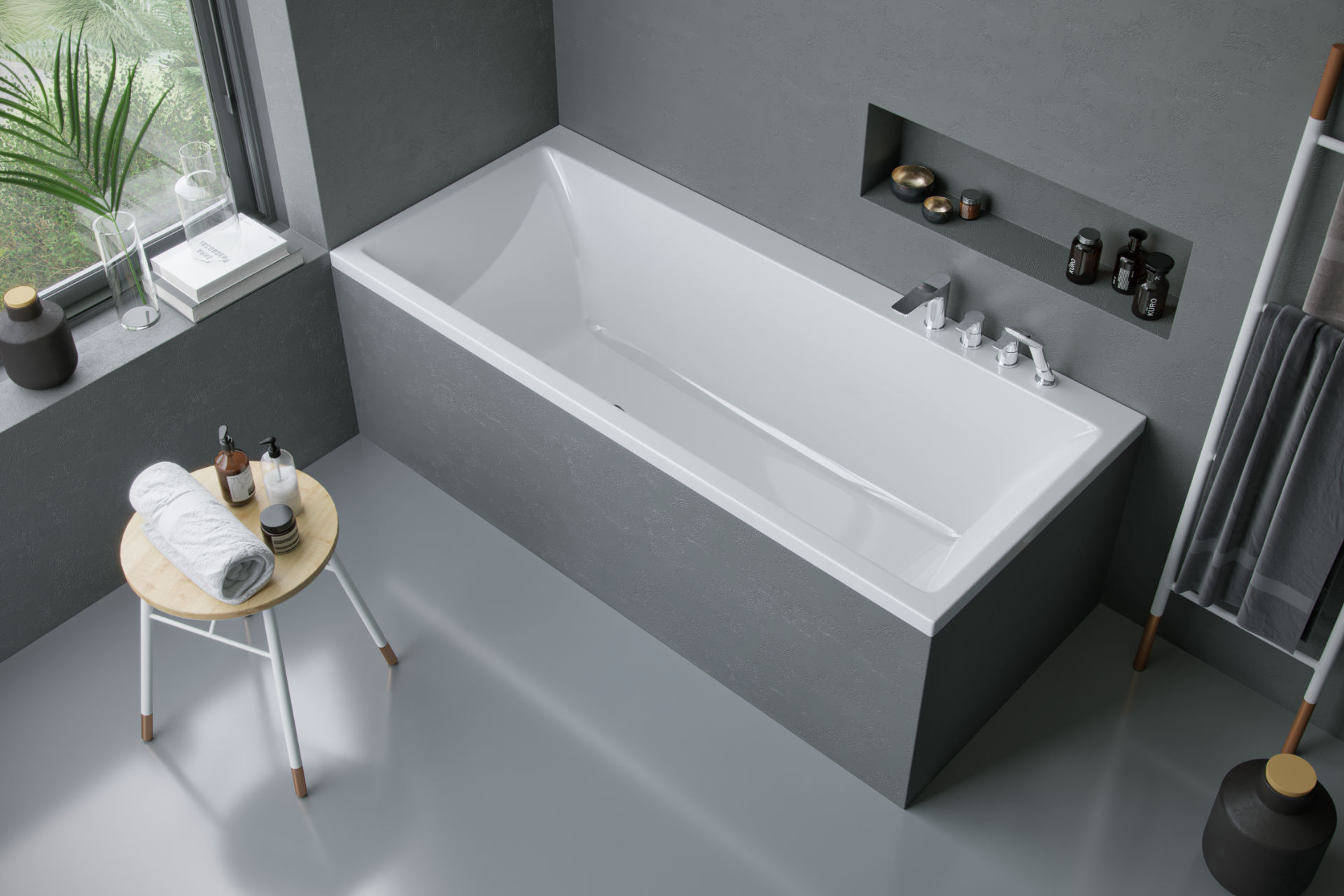 Wanna prostokątna Pryzmat 180x80 bateria nawannowa