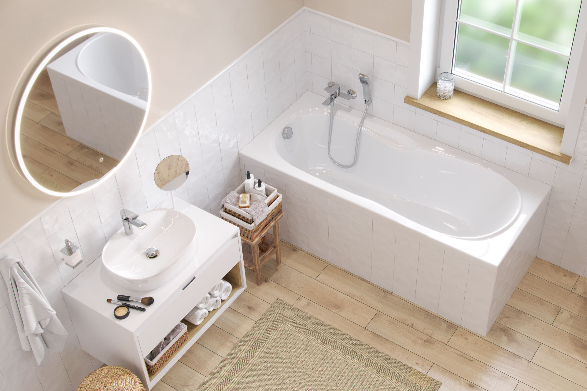 Sekwana wanna prostokątna 170x75 lustro Lumiro