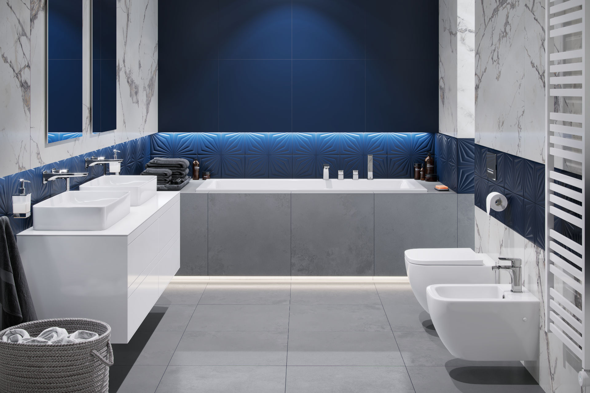 Wave Slim wanna prostokątna 140x70 bateria nawannowa Keria