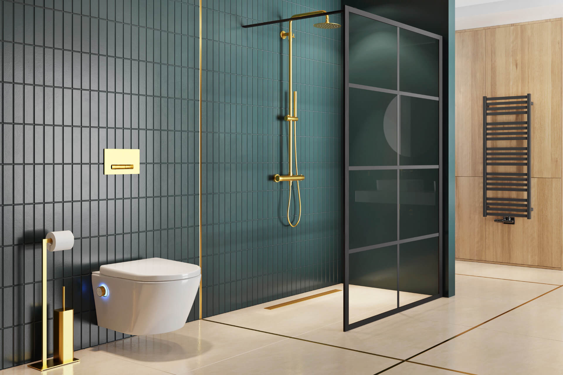 Fabrika walk-in ścianka prysznicowa 120x200 cm, czarny mat