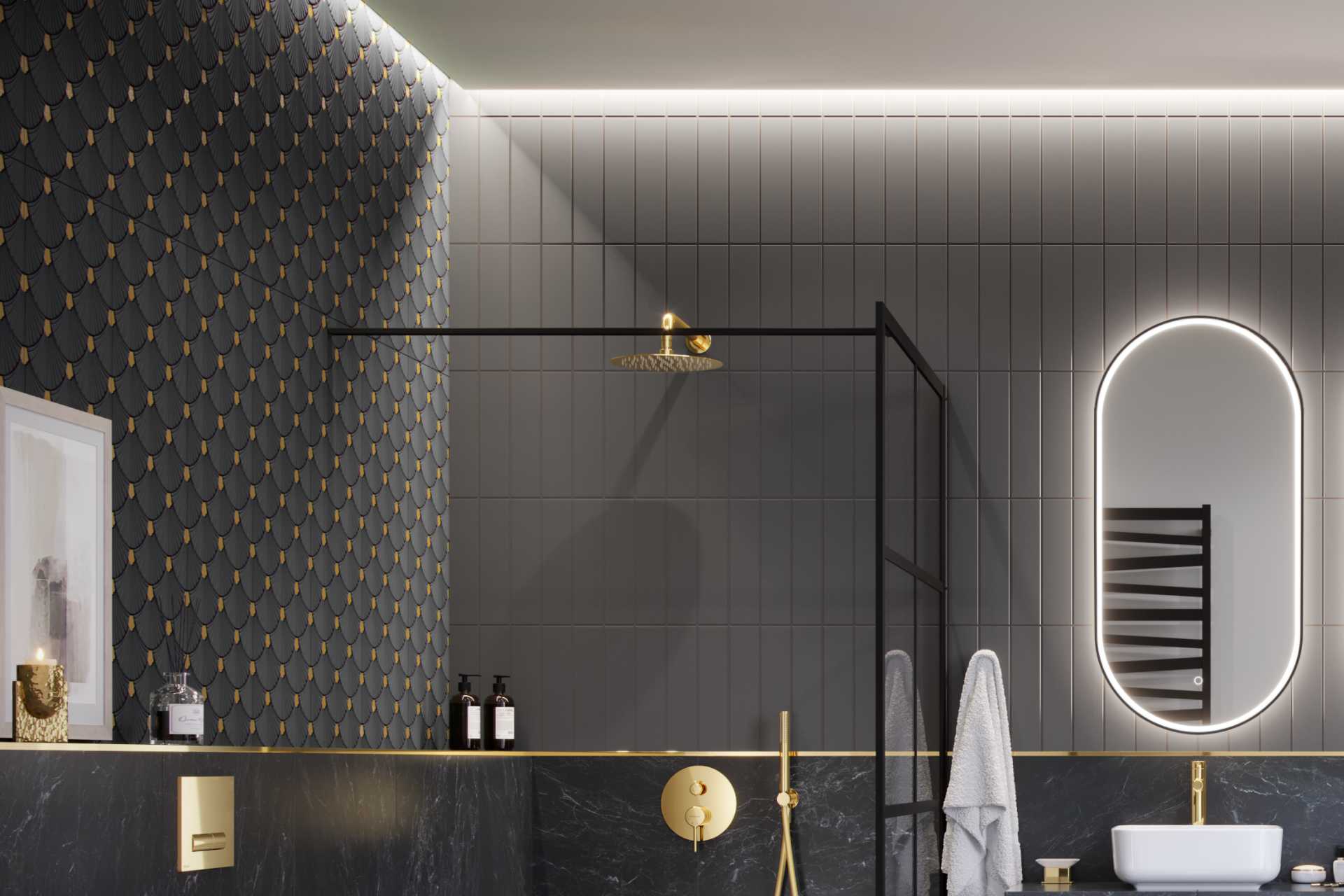 Ramię prysznicowe ścienne 40 cm okrągłe, złoty szczotkowany