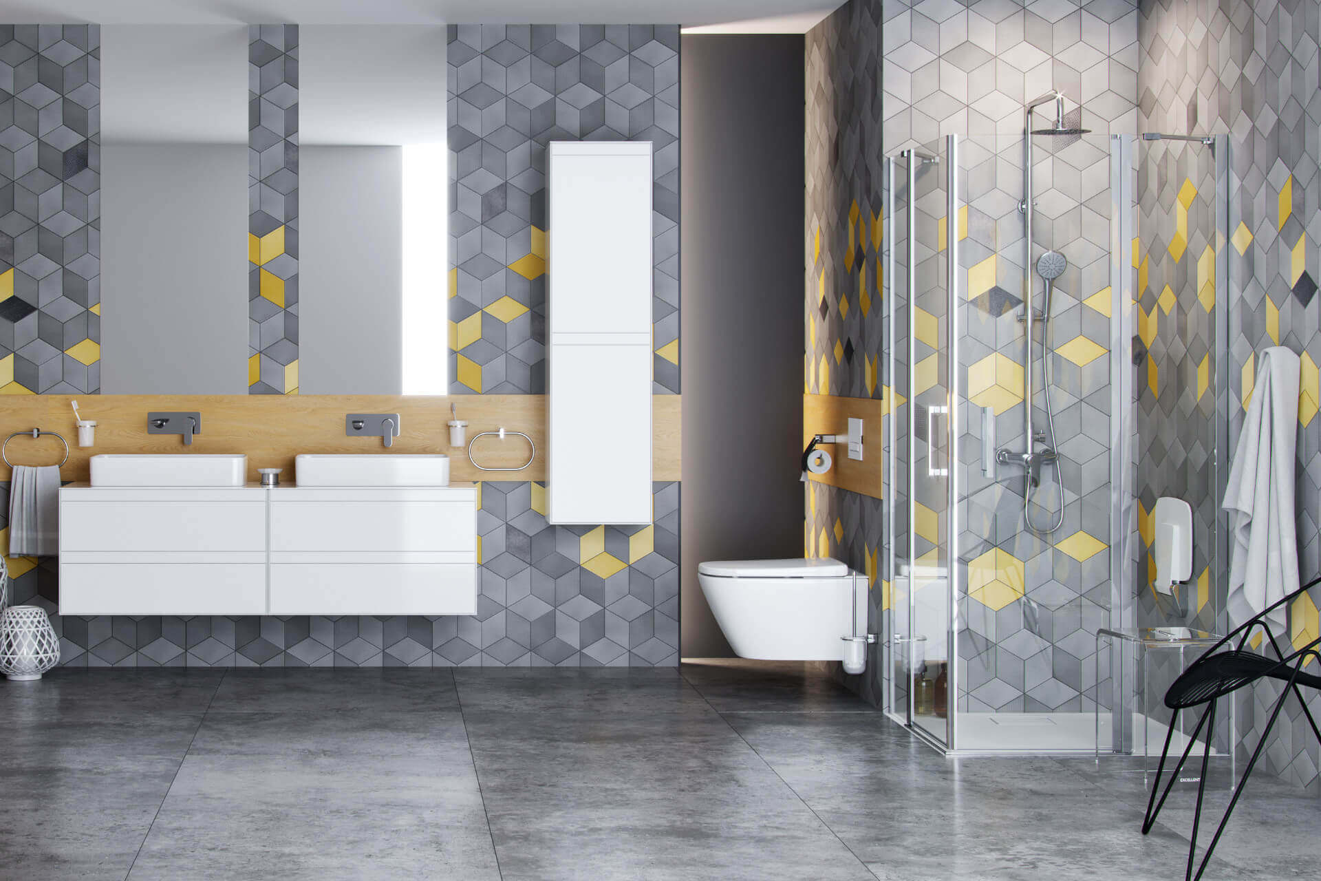 Mazo kabina narożna 90x90 cm, drzwi wahadłowe podwójne, powłoka Clean Control, chrom