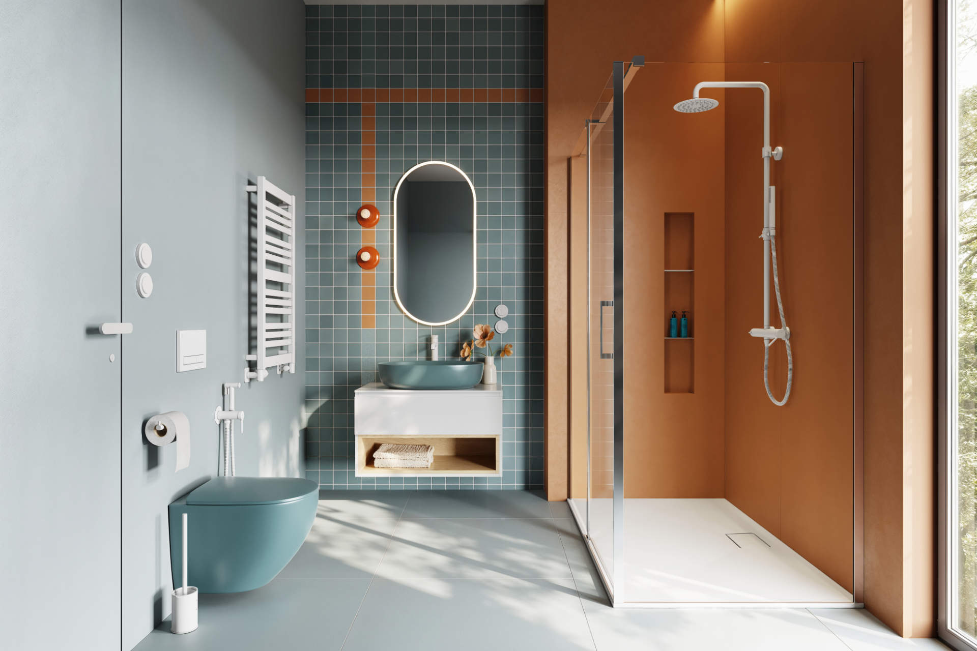 Głowica prysznicowa 25 cm okrągła slim, biały mat