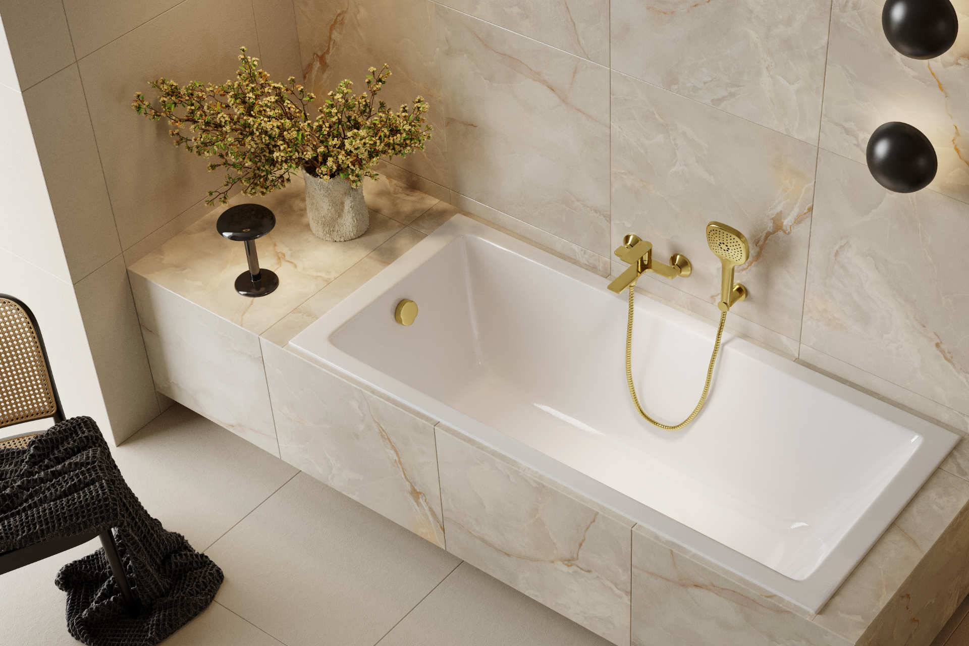 Wąż prysznicowy regular 150 cm, złoty połysk