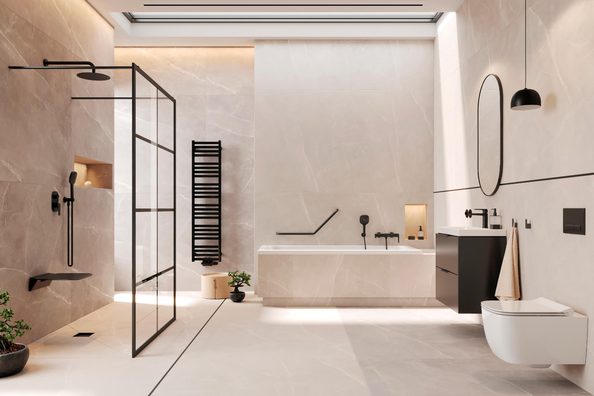 Fabrika walk-in ścianka prysznicowa 120x200 cm, czarny mat