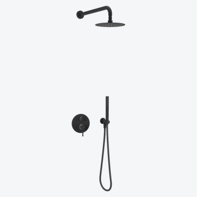 PI zestaw prysznicowo-wannowy podtynkowy 2 funkcyjny z deszczownicą 25 cm, czarny mat