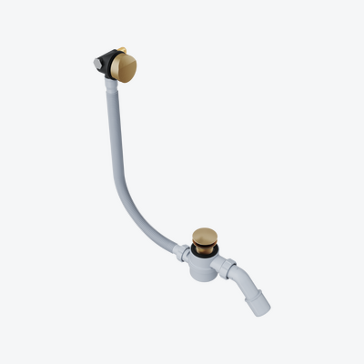 Hover syfon wannowy z napełnianiem czyszczony od góry, rozmiar do każdej wanny, miedziany szczotkowany