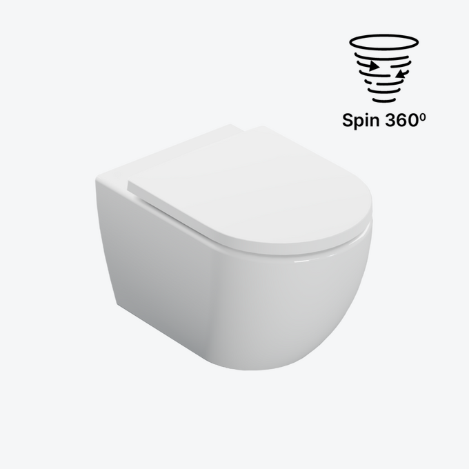 Stellar miska WC 53,5 cm wisząca bezrantowa, z deską wolnoopadającą, system spłukiwania Spin 360, biały połysk