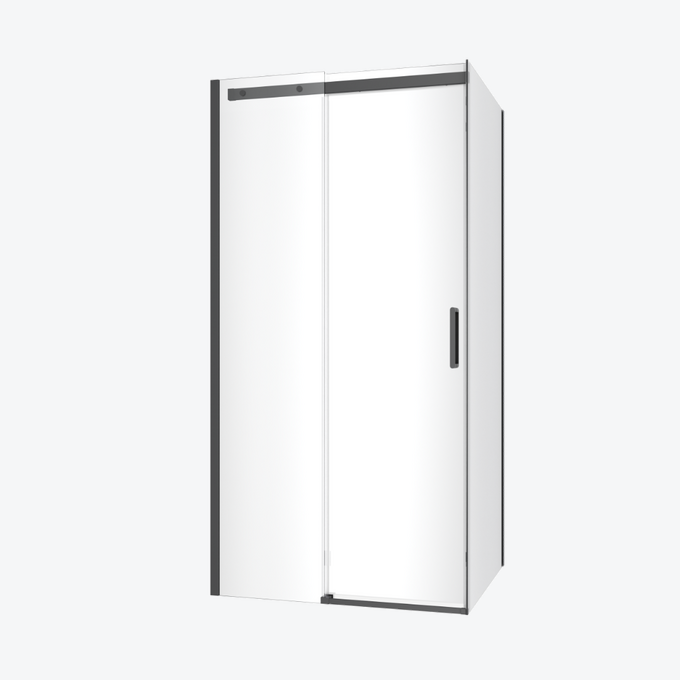 Rols kabina narożna 100x80 cm z drzwiami przesuwnymi 100 cm, powłoka Clean Control, czarny mat