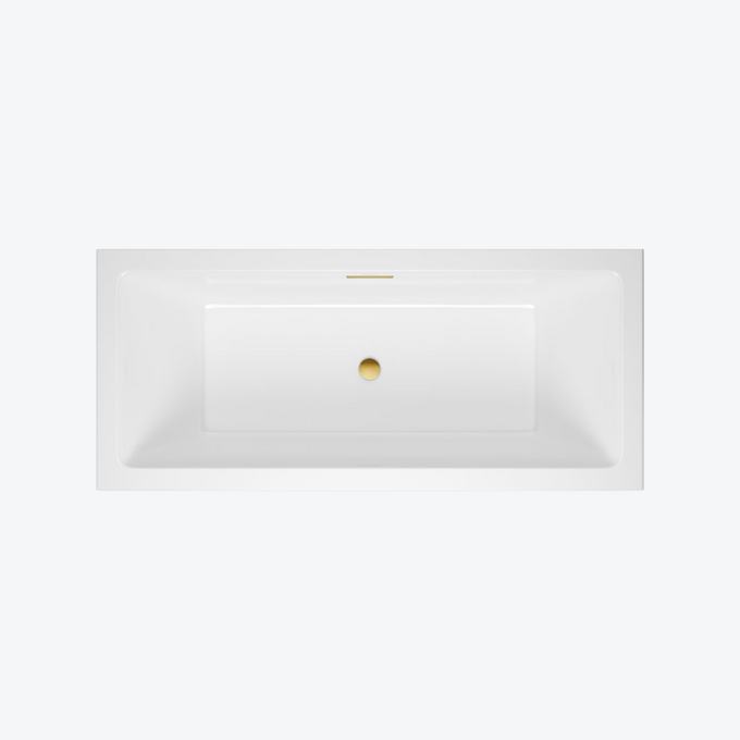 Heaven wanna prostokątna 160x75 cm z zestawem odpływowo-przelewowym Flow Excellent złoty połysk