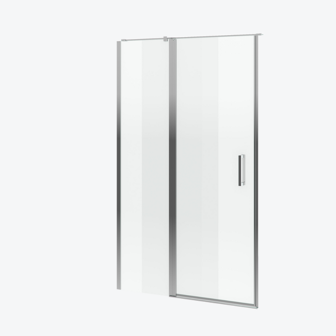 Mazo drzwi wnękowe wahadłowe pojedyncze 130x195 cm ze ścianką stałą, Clean Control, chrom