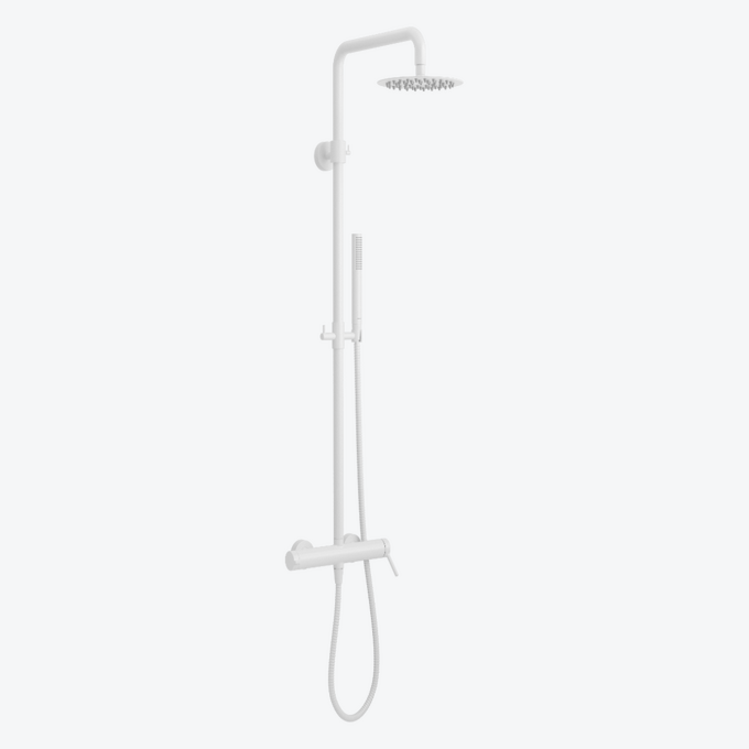 PI zestaw prysznicowy ścienny z deszczownicą 25 cm, biały mat