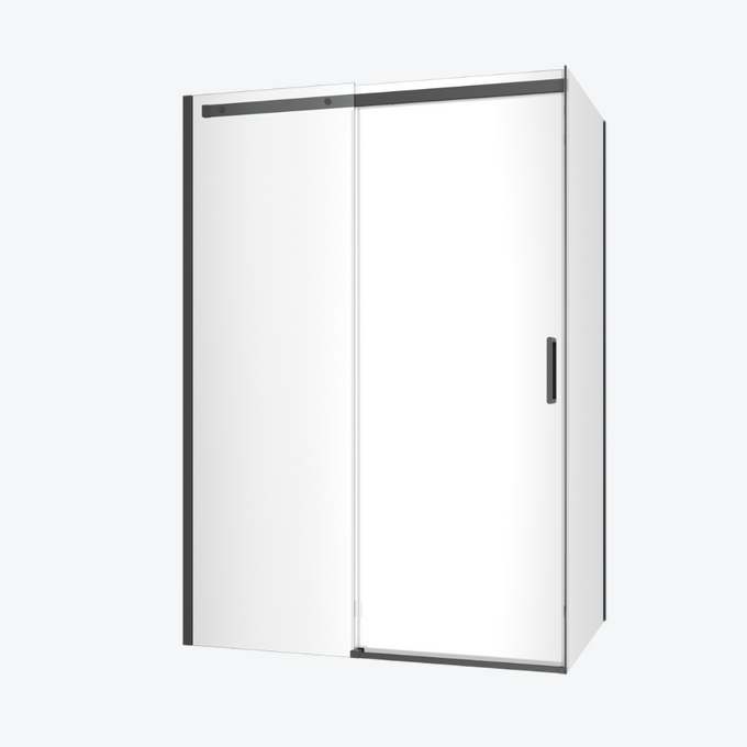 Rols kabina narożna 140x80 cm z drzwiami przesuwnymi 140 cm, powłoka Clean Control, czarny mat