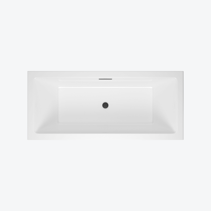 Heaven wanna prostokątna 160x75 cm z zestawem odpływowo-przelewowym Flow Excellent czarny mat