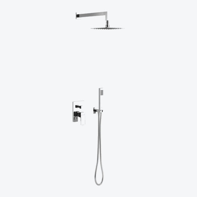 Keria zestaw prysznicowo-wannowy podtynkowy z deszczownicą 20x20 cm, 2 funkcyjny, chrom