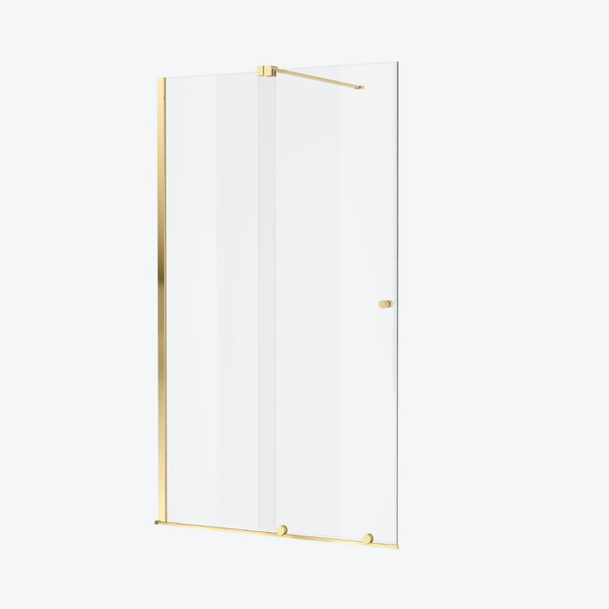 Ortigo walk-in drzwi prysznicowe przesuwne 140x200 cm, powłoka Clean Control, złoty połysk