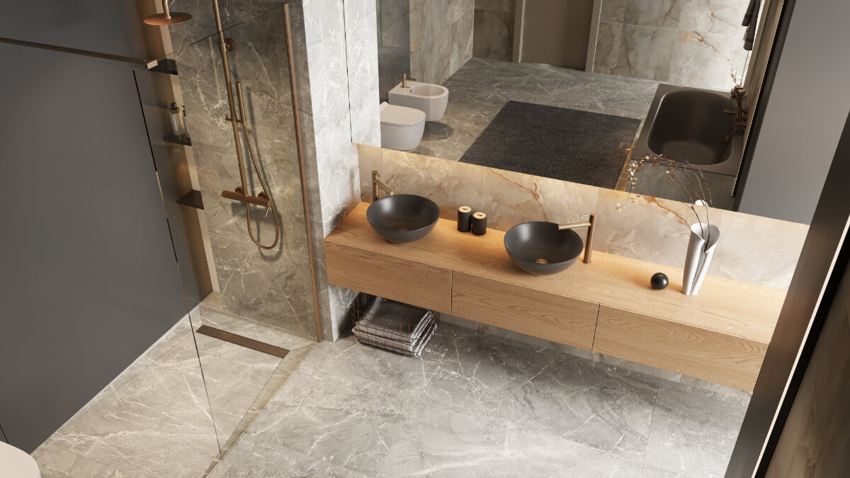 Stilio odpływ liniowy 80 cm z kołnierzem ruszt dekoracyjny, miedziany szczotkowany