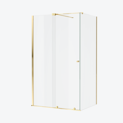 Ortigo kabina prostokątna narożna 140x80 cm, drzwi przesuwne, powłoka Clean Control, złoty połysk