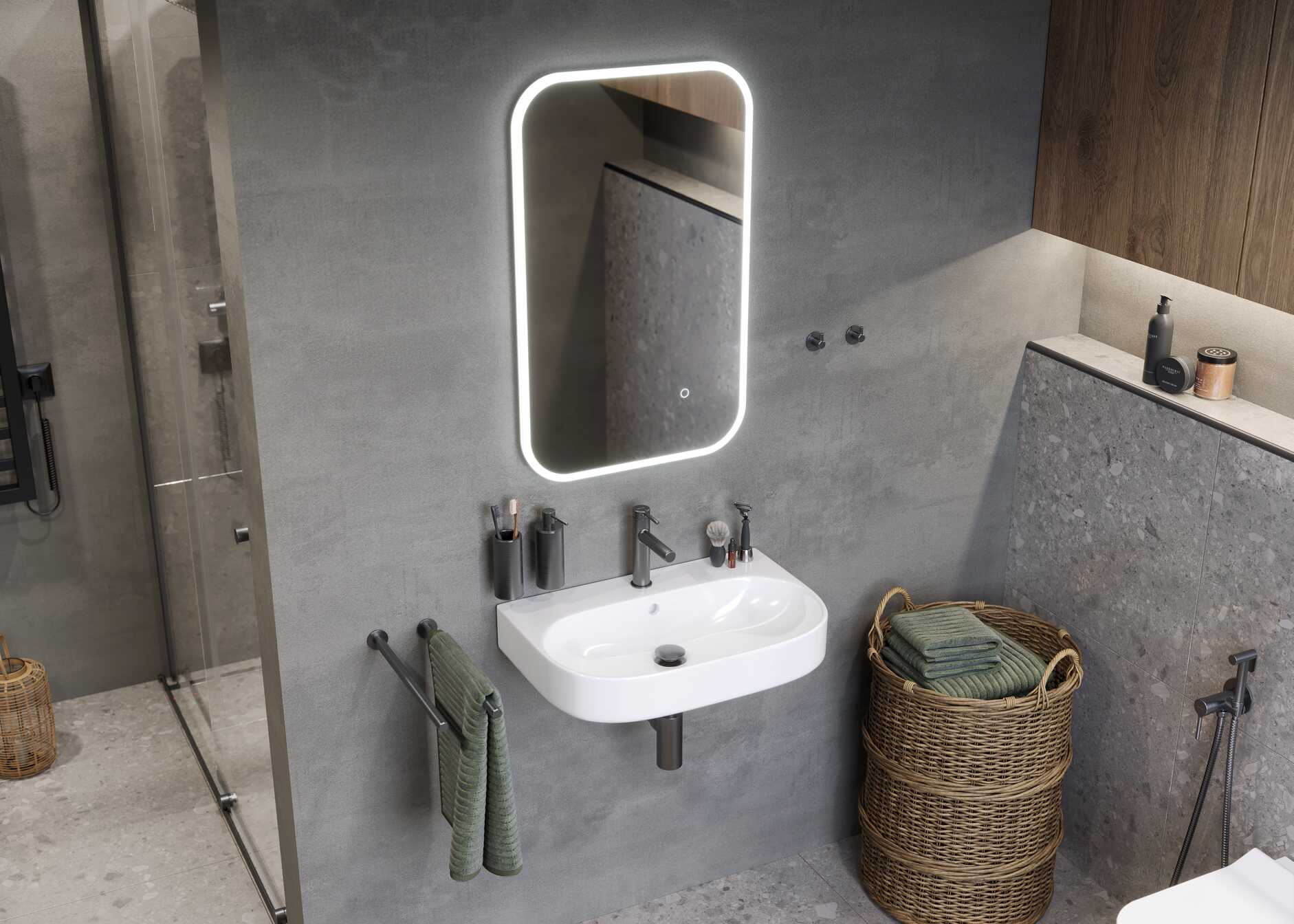 PI bateria umywalkowa stojąca, grafit szczotkowany