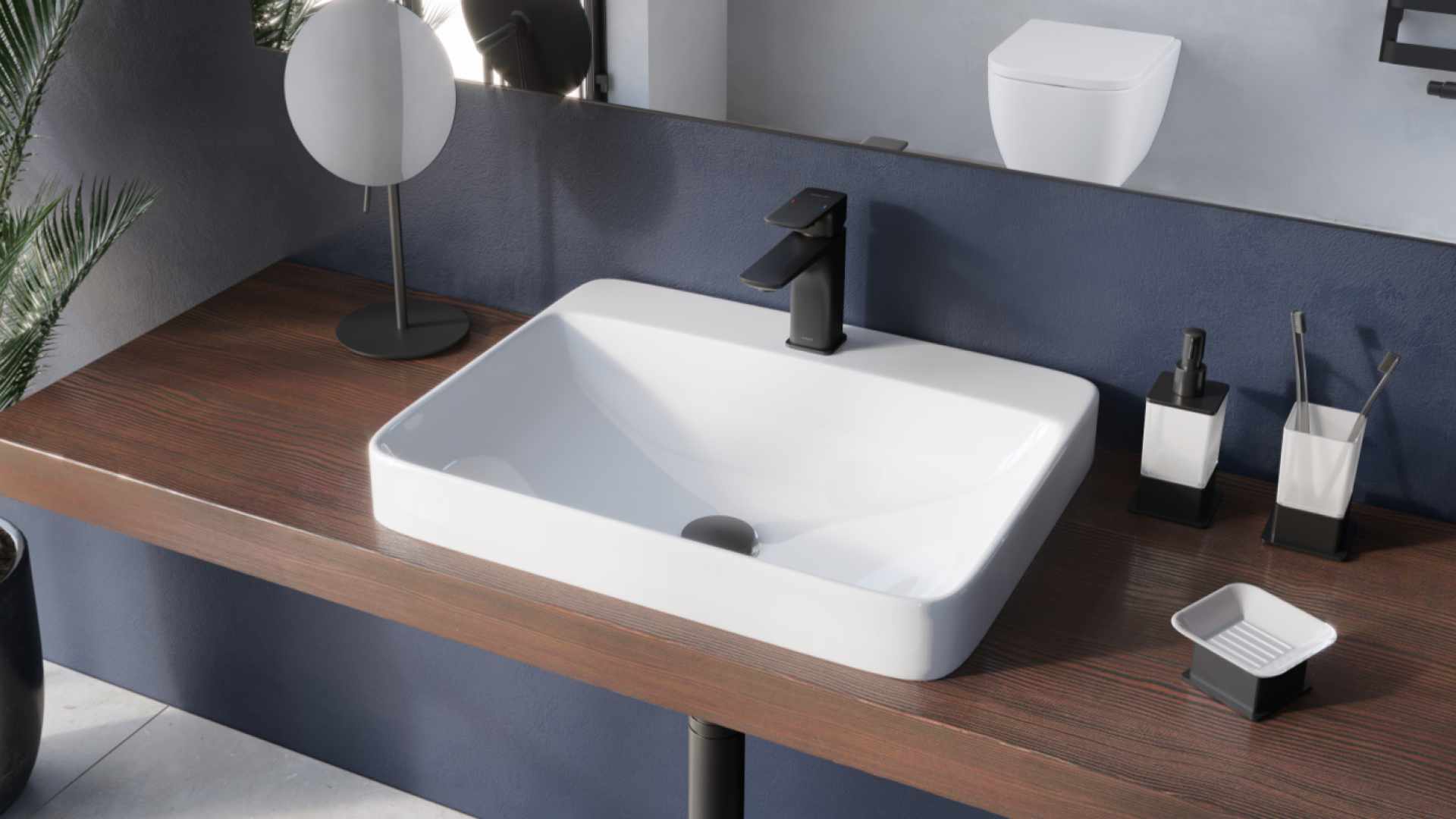 Design Korek klik-klak umywalkowo bidetowy, korpus miedziany szczotkowany, pokrywa ceramiczna mint blue mat