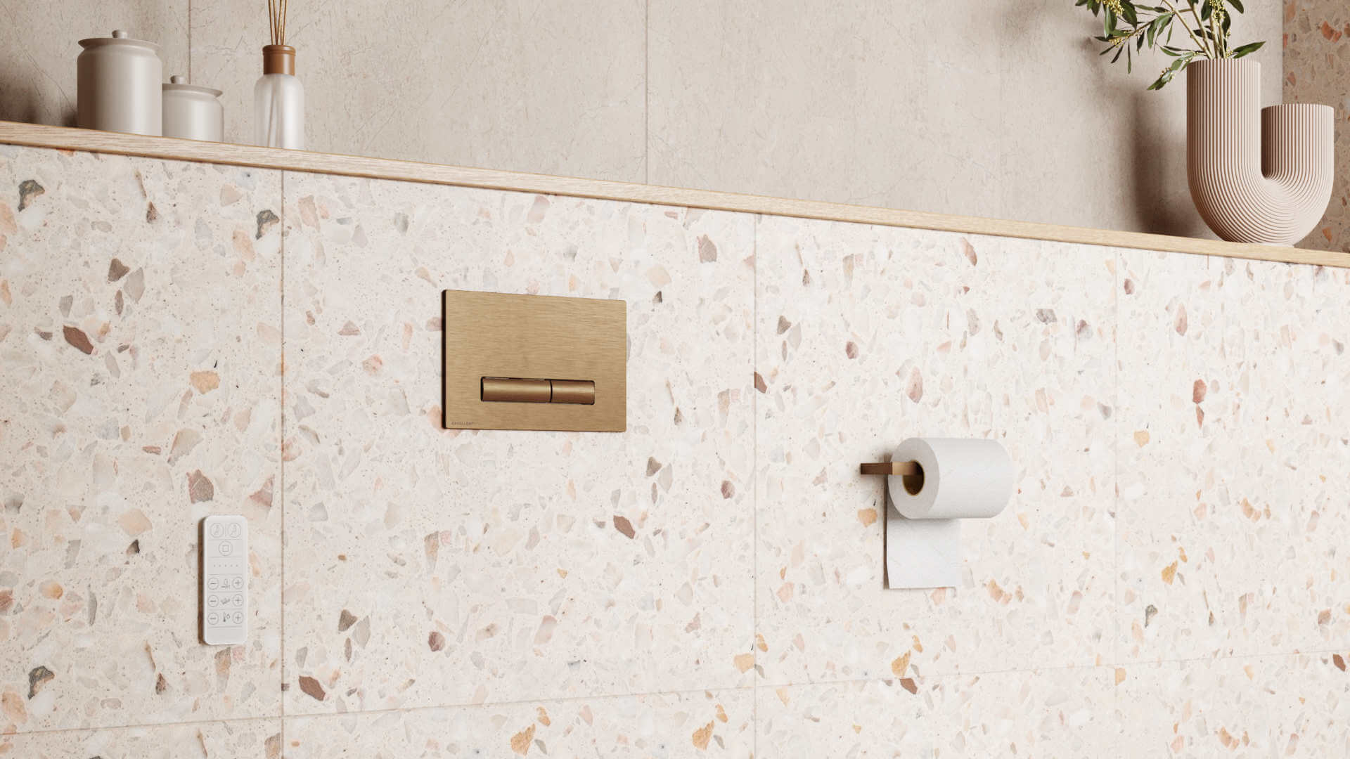 Aurro przycisk spłukujący do stelaża podtynkowego WC Shiro 2.0, miedziany szczotkowany