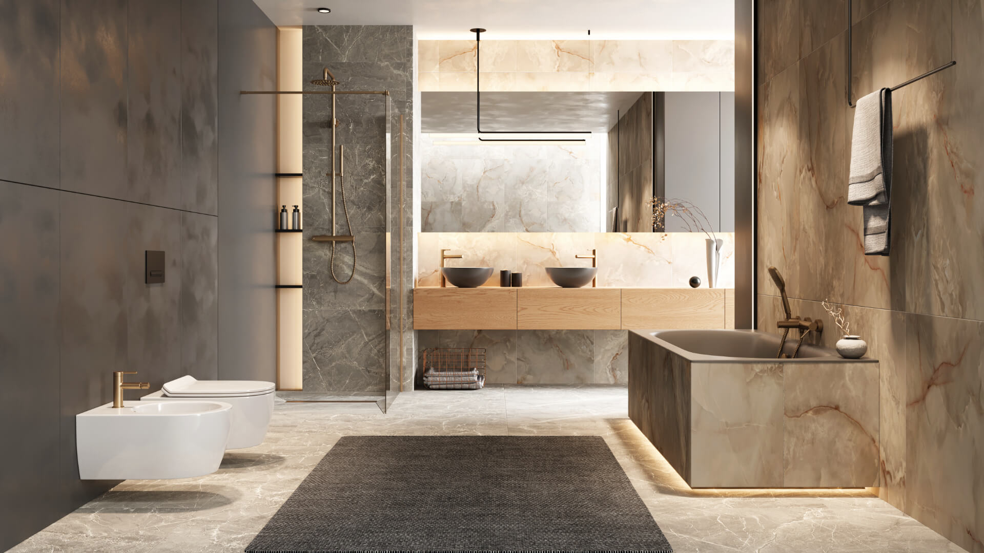 Vidoq walk-in ścianka prysznicowa prosta 120x200 cm, powłoka Clean Control, miedziany szczotkowany