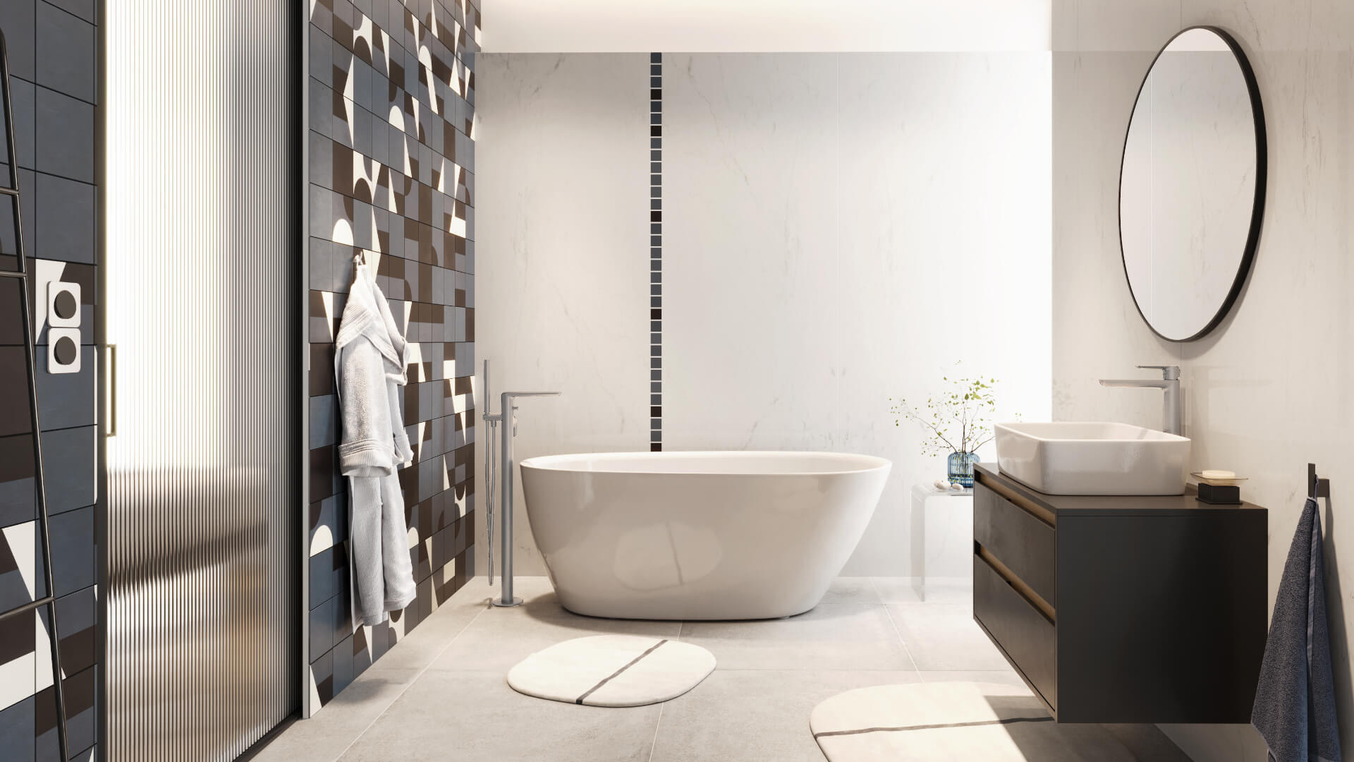 Clever 2.1 bateria wannowo wolnostojąca, chrom