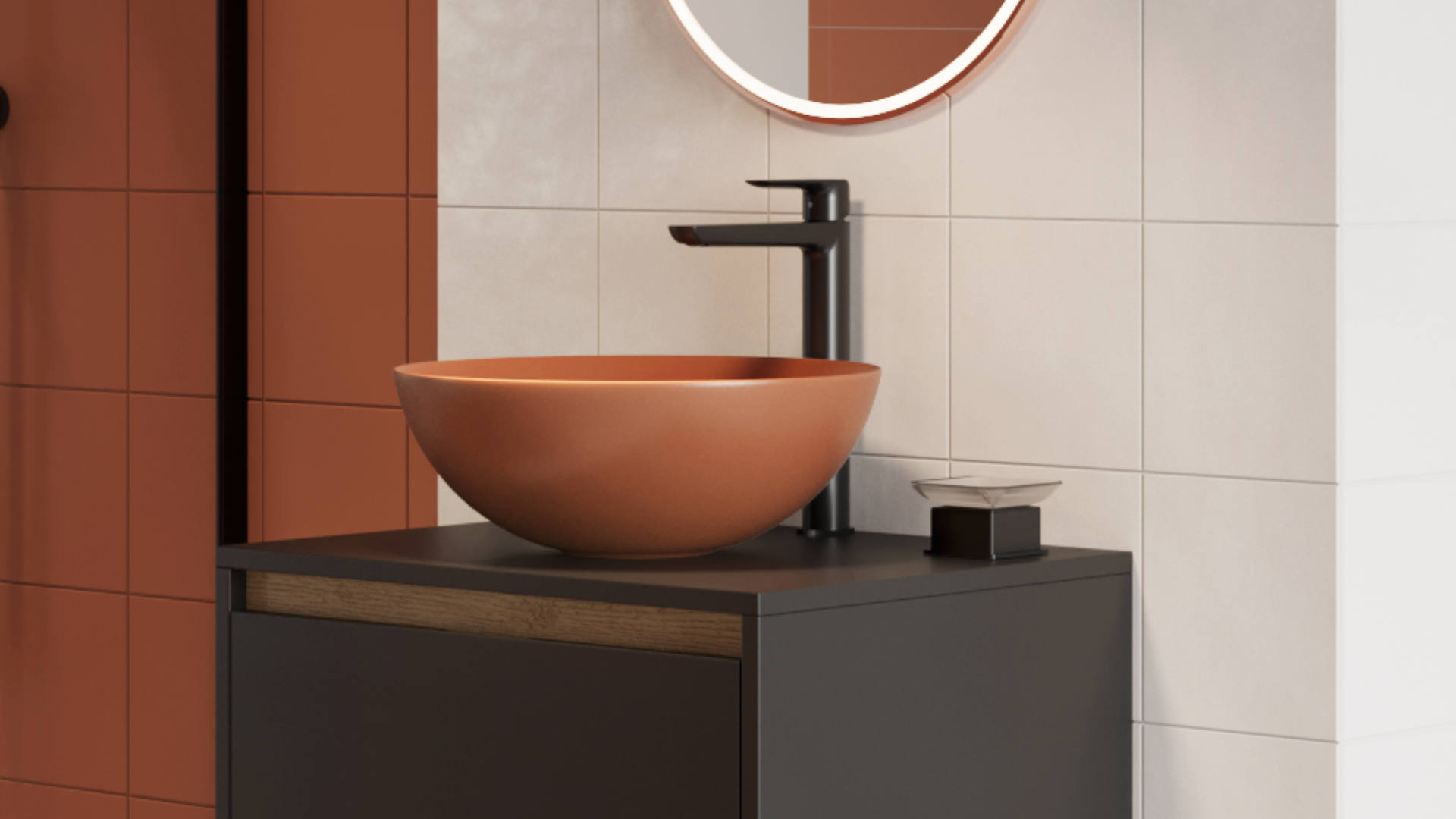 Clever 2.0 bateria umywalkowa stojąca wysoka, czarny soft
