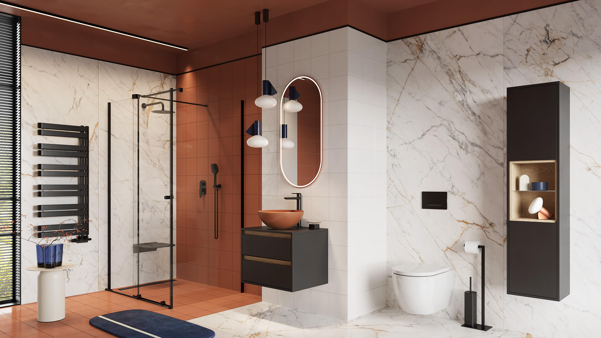 Stilio odpływ liniowy 90 cm z kołnierzem ruszt dekoracyjny, czarny mat