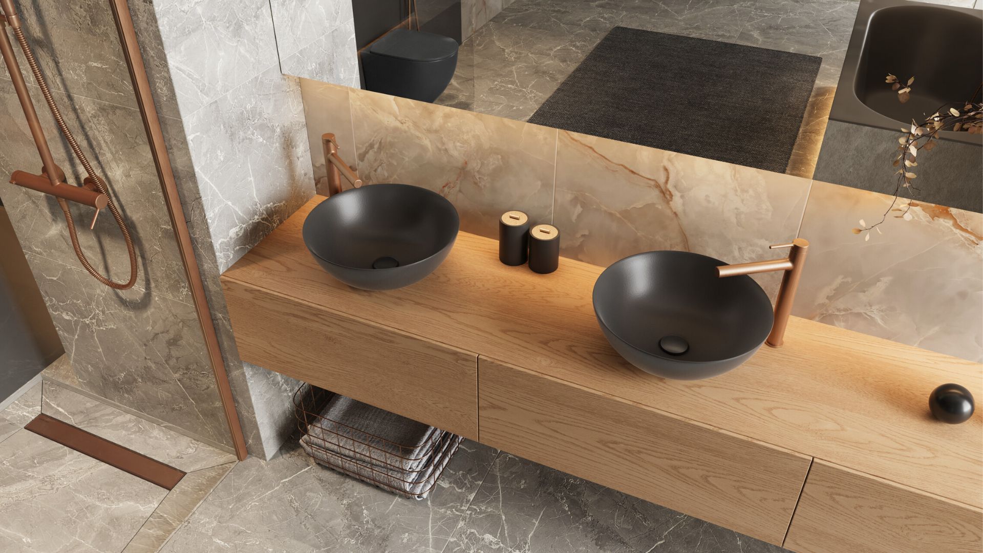 Design Korek klik-klak umywalkowo bidetowy, ceramiczny śnieżnobiały połysk 02, czarny mat