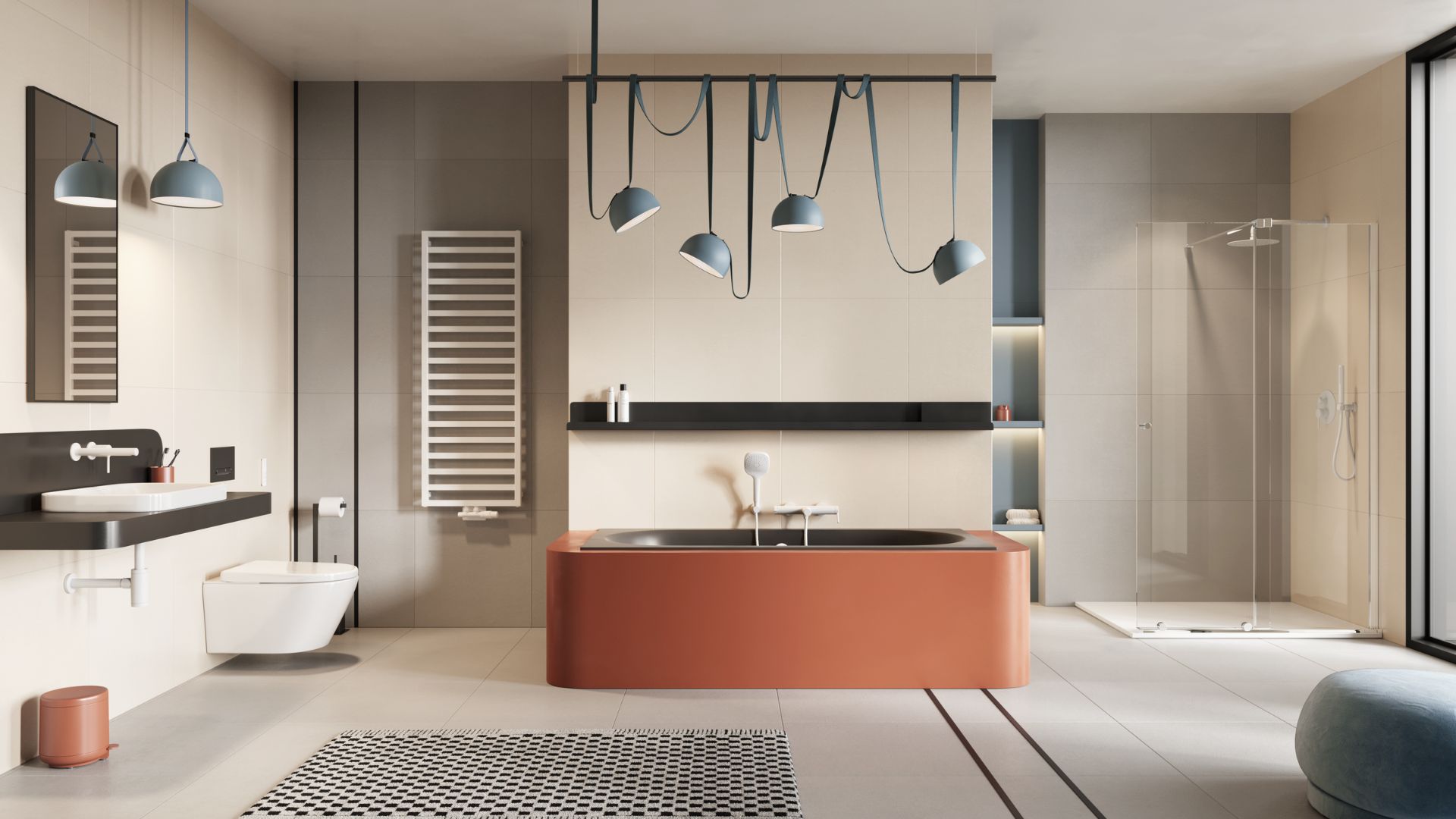 Brego grzejnik łazienkowy 115x50 cm, czarny mat