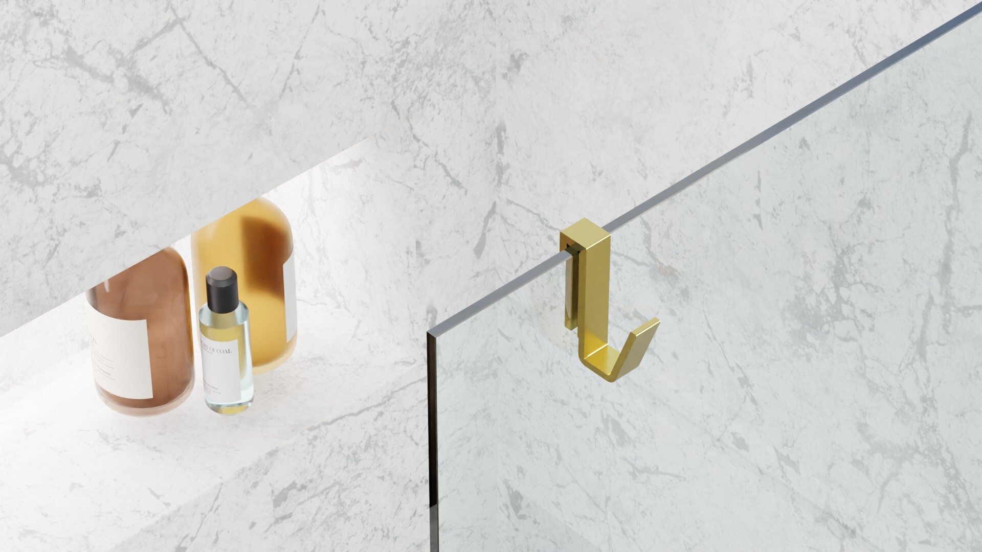 Haczyk do mocowania na szybie o grubości 6-10 mm, złoty połysk