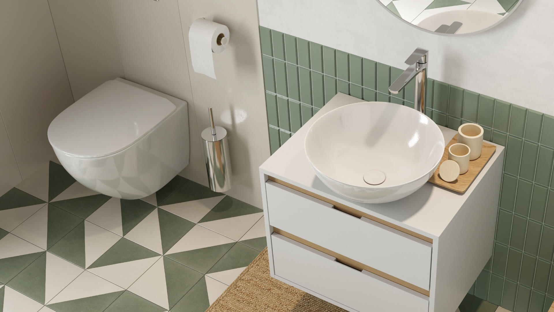 Zestaw promocyjny miska WC Luqa z deską, stelaż Flaro, przycisk Gravio chrom