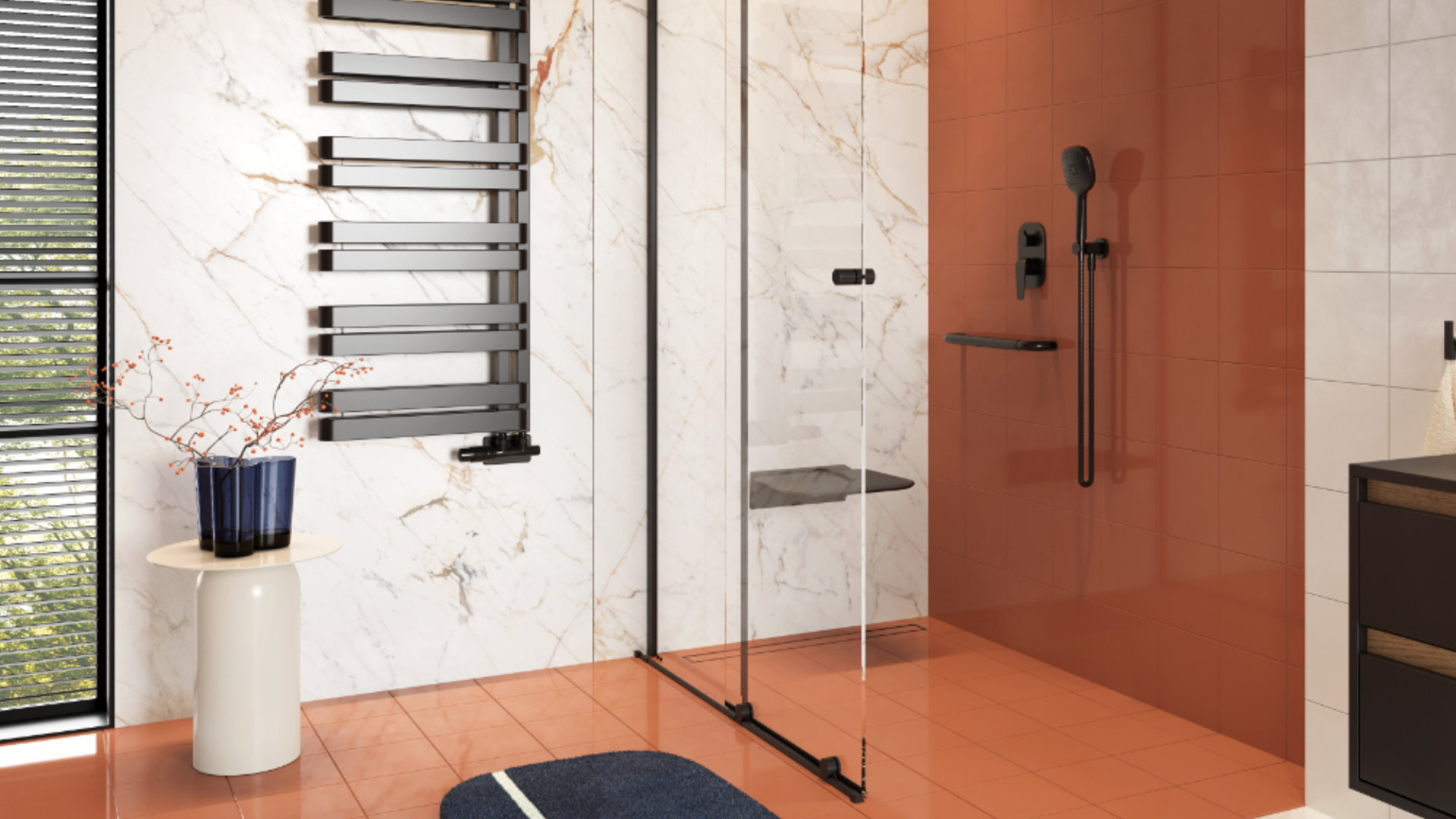 Stilio odpływ liniowy 70 cm z kołnierzem ruszt do wypełnienia płytką, czarny mat