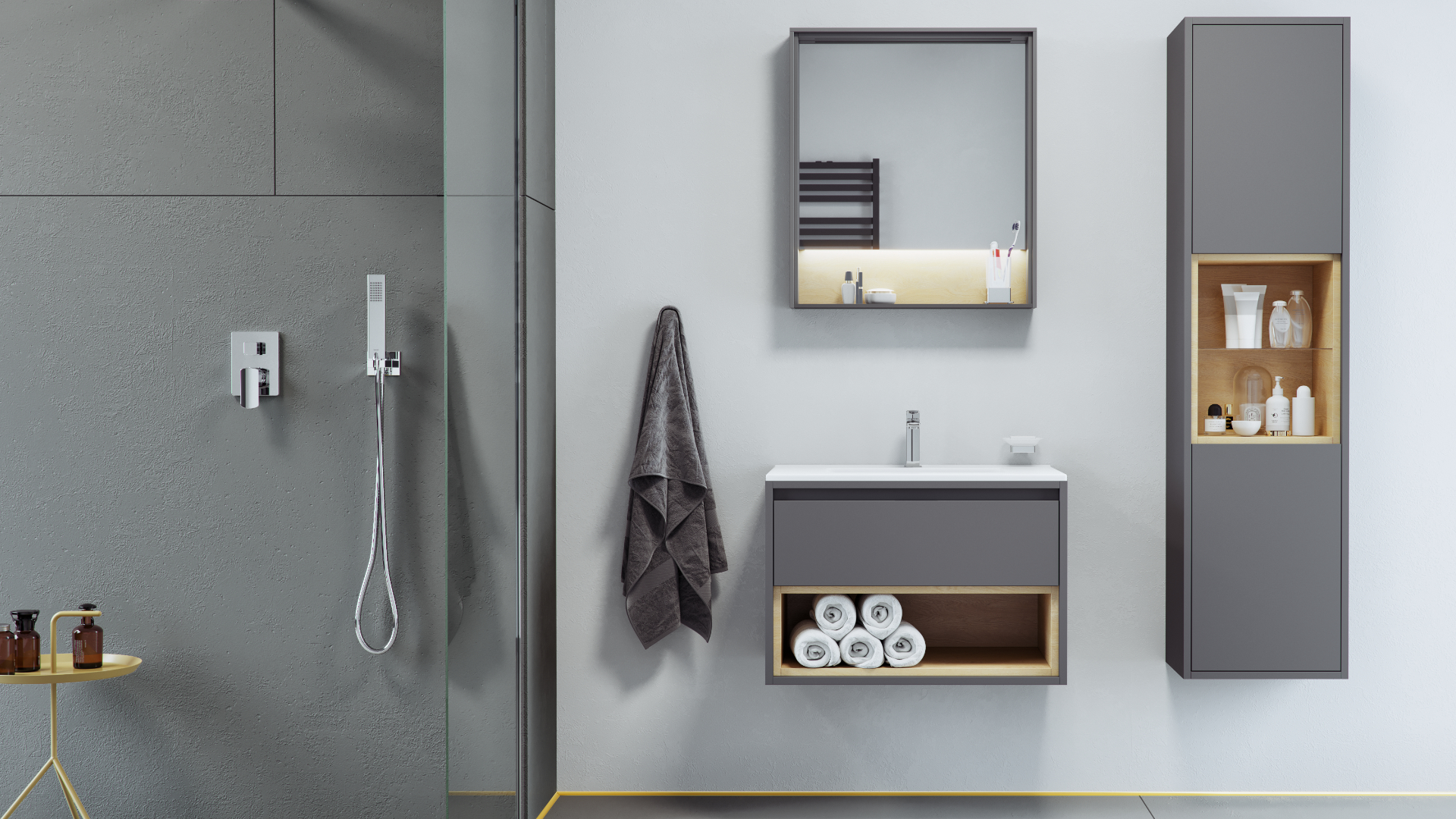 Tuto szafka 80 cm, wisząca, 1 szuflada, z umywalką As Excellent