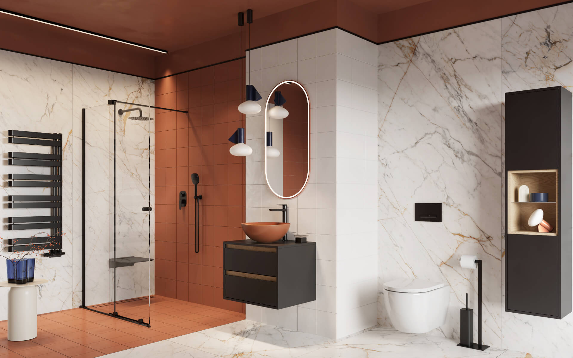 Ortigo walk-in drzwi prysznicowe przesuwne 120x200 cm, powłoka Clean Control, czarny mat