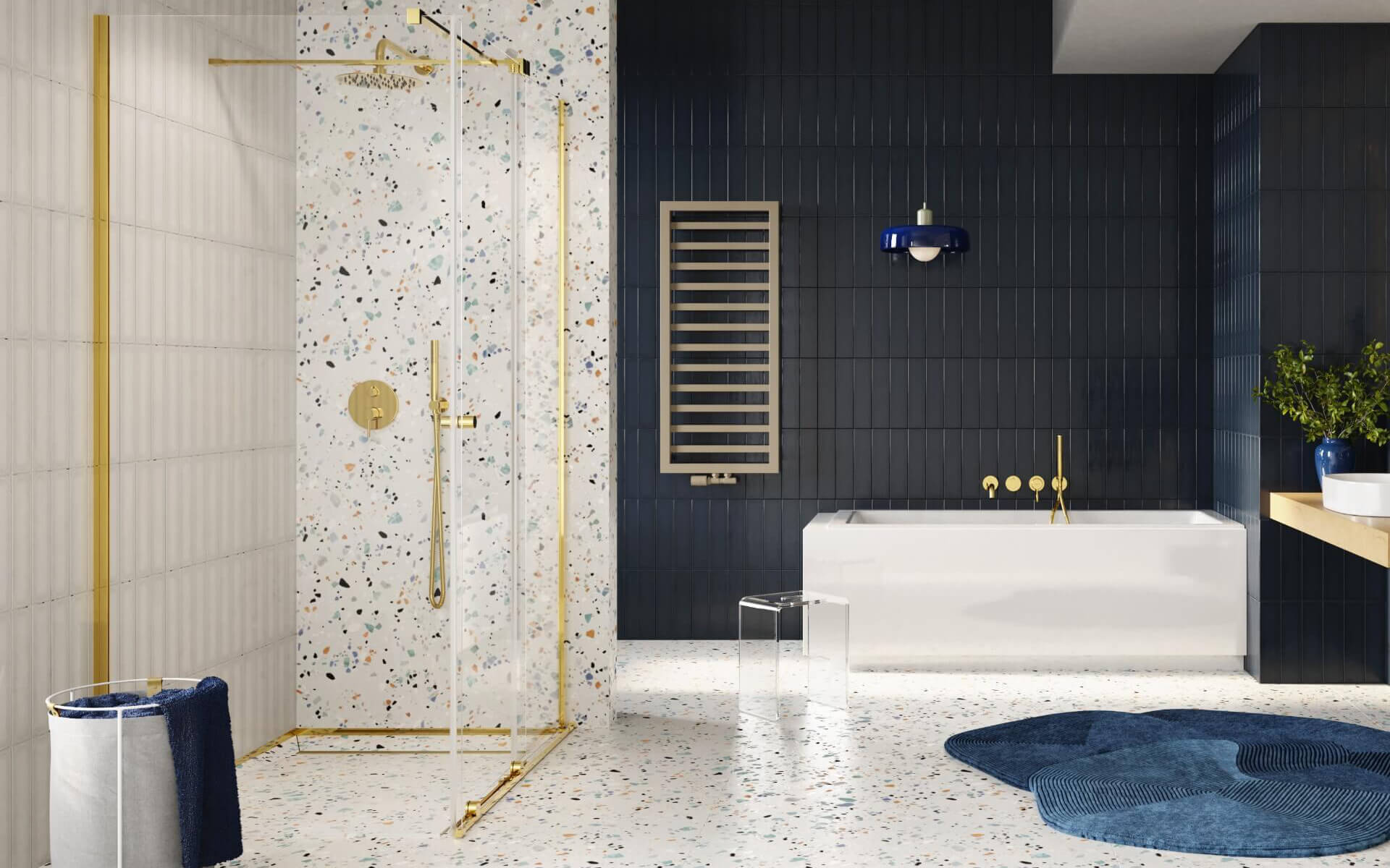 Ortigo kabina prostokątna narożna 120x90 cm, drzwi przesuwne, powłoka Clean Control, złoty połysk