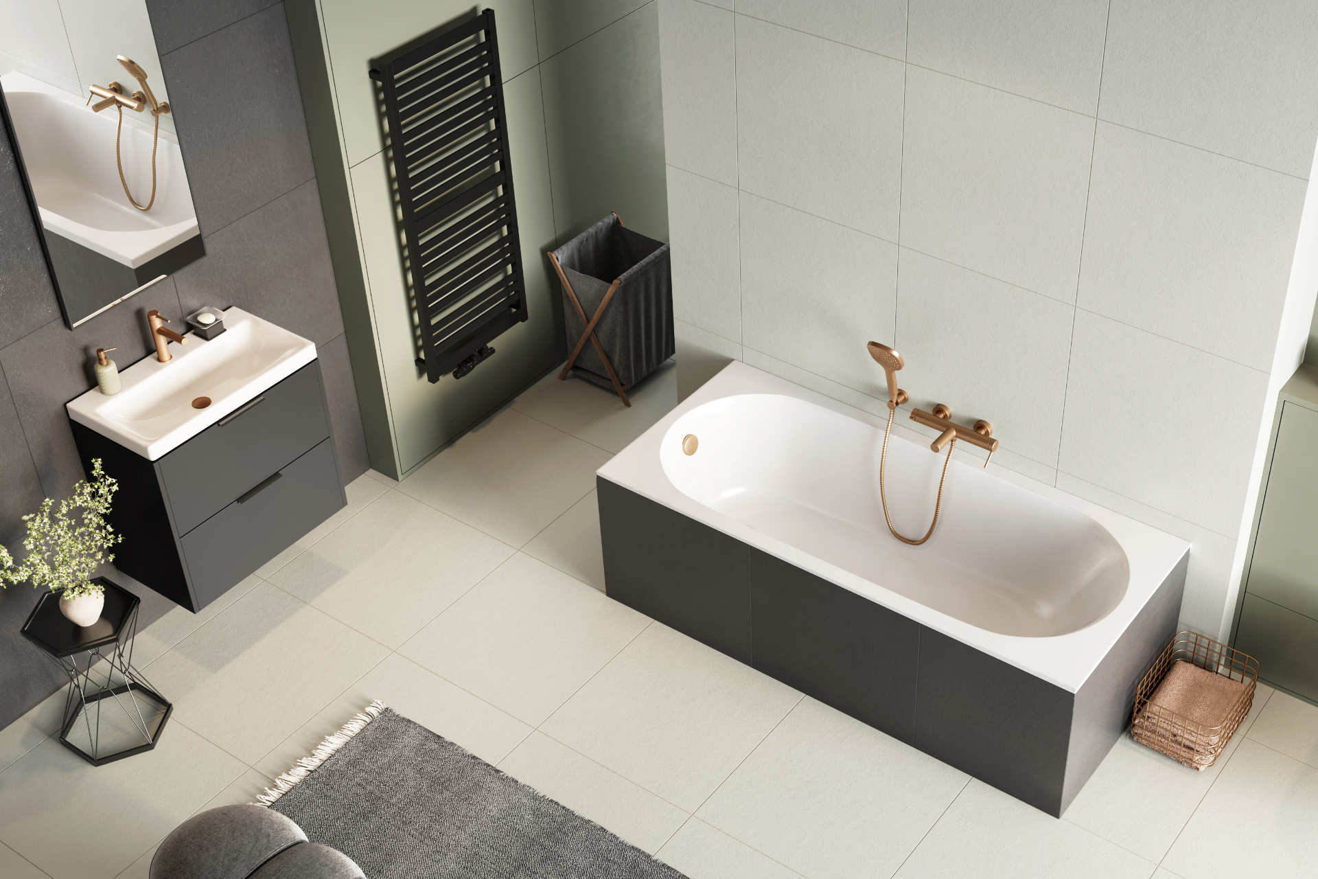 Oceana Slim Mono wanna prostokątna 170X70 cm biały połysk