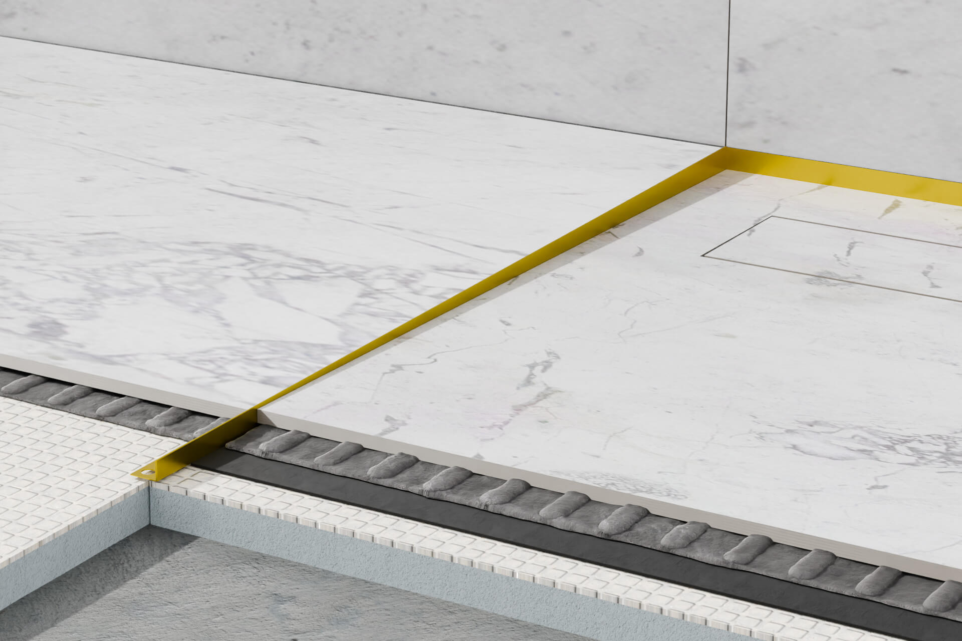 Profil brodzikowy 120 cm, spadkowy lewy stal nierdzewna, złoty, polerowany