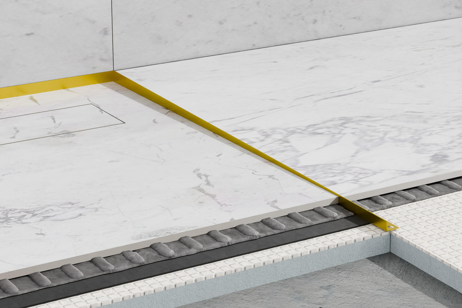 Profil brodzikowy 120 cm, spadkowy prawy stal nierdzewna, złoty, polerowany