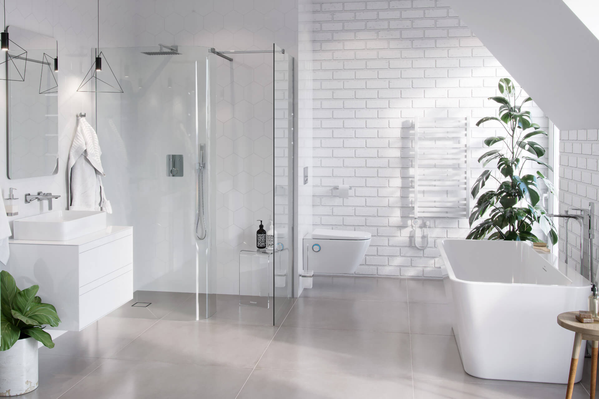 Vidoq walk-in kabina prysznicowa gięta, ścianka prosta 120cm, ścianka gięta 83cm, powłoka Clean Control, chrom