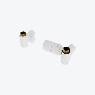 Caldo zestaw trójosiowy z głowicą termostatyczną z opcją montażu grzałki, prawy, biały mat